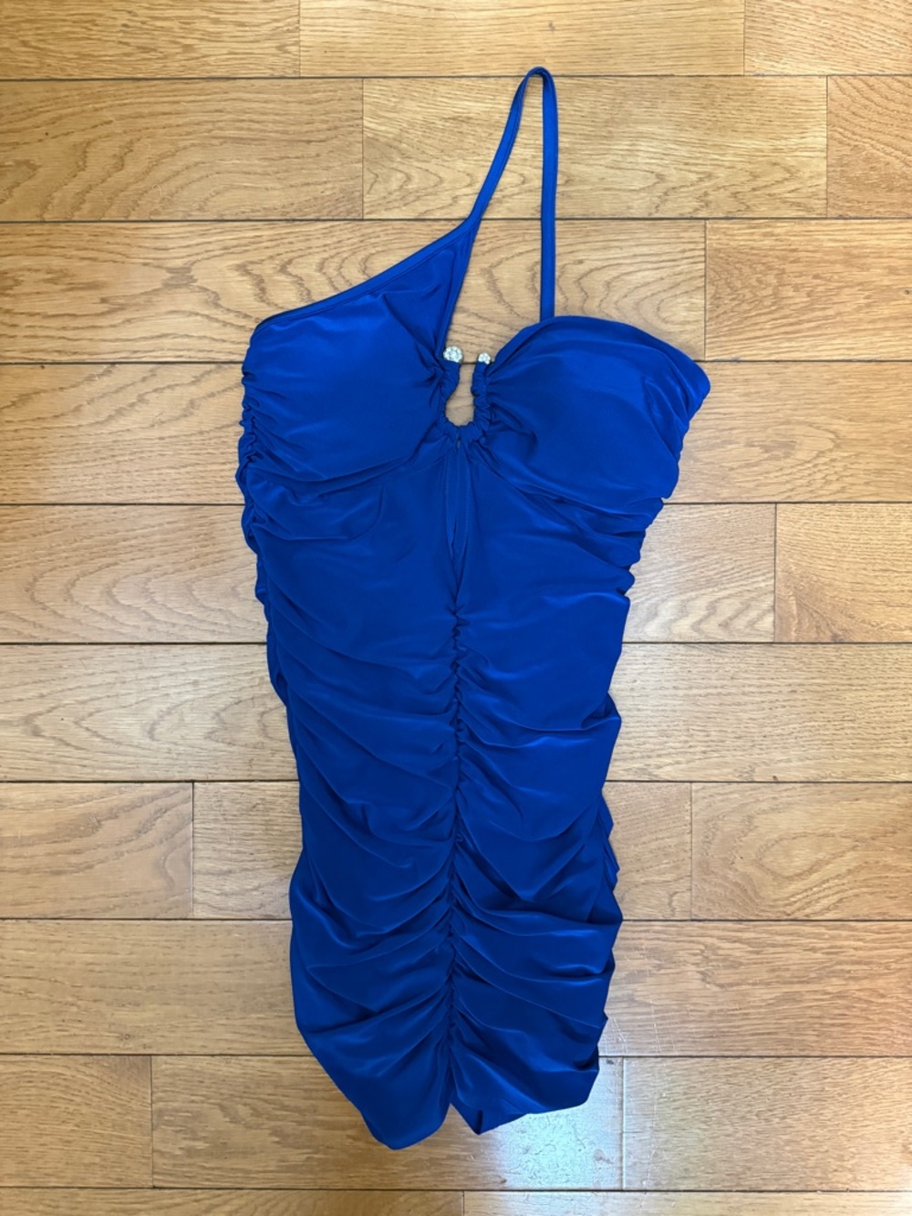 Ruched One-Shoulder dress in Royal Blue